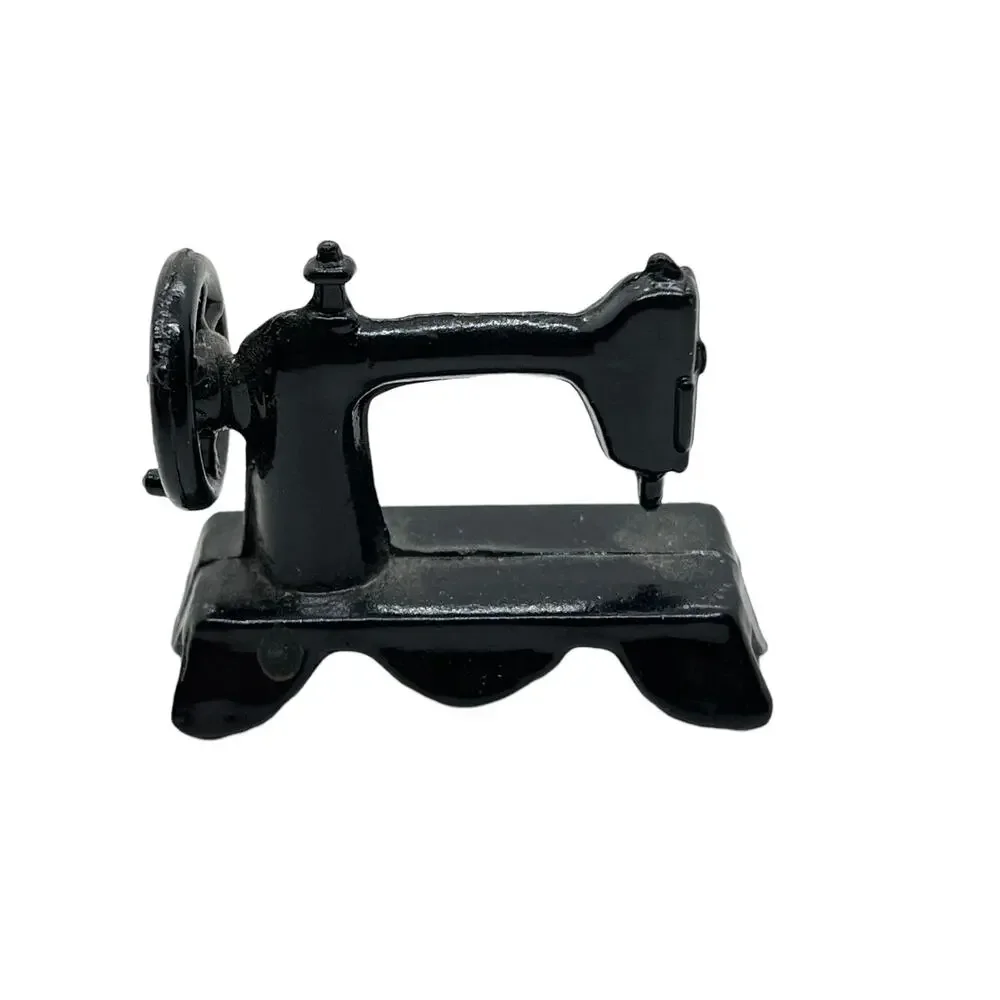 Miniature Dollhouse Sewing Machine 1800s Style Hand Wheel Black Painted Metal